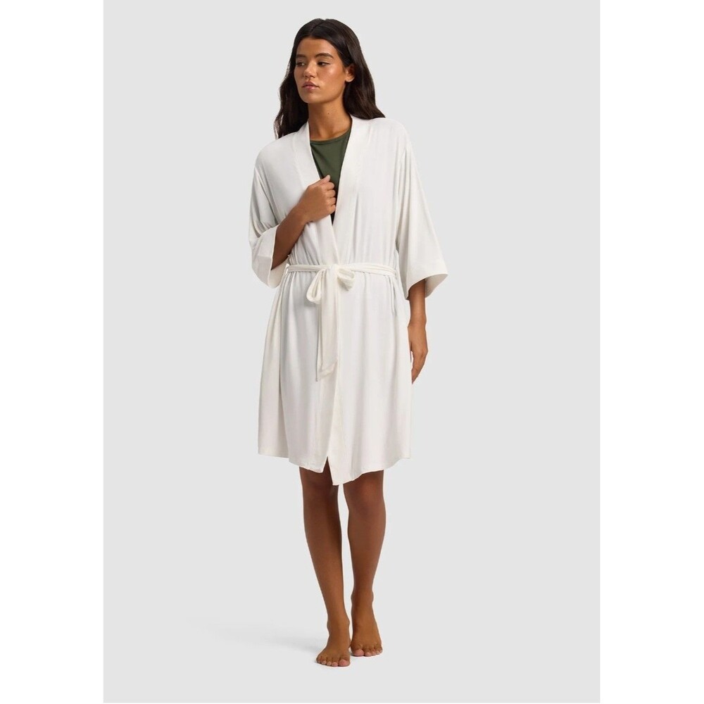 Cozy Earth Bamboo Stretch Knit Kimono Robe Women's Medium Attached Belt Lounge